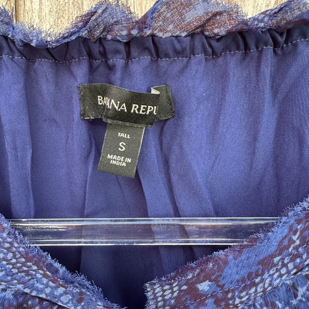 Banana Republic Blue Snakeskin Long Sleeve Dress Small - Picture 9 of 13